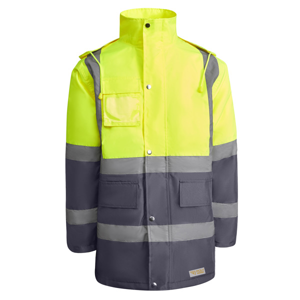 Παντελόνι υψηλής ορατότητας Roly Workwear Merak 9320 σε μολυβί/κίτρινο φλούο χρώμα