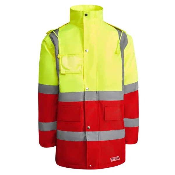 Παντελόνι υψηλής ορατότητας Roly Workwear Merak 9320 σε κόκκινο/κίτρινο φλούο χρώμα