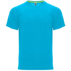 Αθλητικό τεχνικό μπλουζάκι Roly Sport Monaco 6401 σε τιρκουάζ χρώμα, με εκτύπωση λογοτύπου