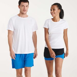 Αθλητικό αθλητικό σορτς Roly Sport Montecarlo Woman 0423 σε λευκό χρώμα, με εκτύπωση λογοτύπου
