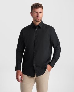 Πουκάμισο εργασίας Roly Workwear Moscu 5506 σε μαύρο χρώμα