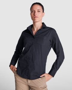Γυναικείο πουκάμισο εργασίας Roly Workwear Moscu Woman 5505 σε μαύρο χρώμα