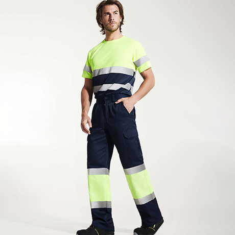 Παντελόνι υψηλής ορατότητας Roly Workwear Naos 9300 σε μπλε/κίτρινο φλούο χρώμα