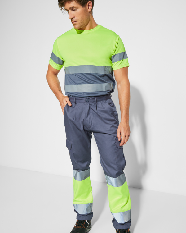 Παντελόνι υψηλής ορατότητας Roly Workwear Naos 9300 σε μολυβί/κίτρινο φλούο χρώμα