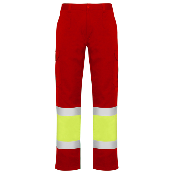Παντελόνι υψηλής ορατότητας Roly Workwear Naos 9300 σε κόκκινο/κίτρινο φλούο χρώμα