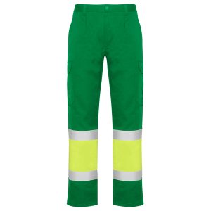 Παντελόνι υψηλής ορατότητας Roly Workwear Naos 9300 σε πράσινο/κίτρινο φλούο χρώμα