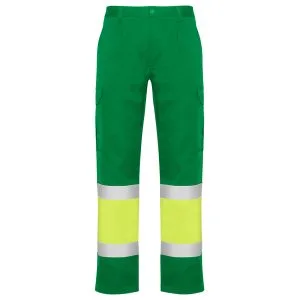 Παντελόνι υψηλής ορατότητας Roly Workwear Naos 9300 σε πράσινο/κίτρινο φλούο χρώμα