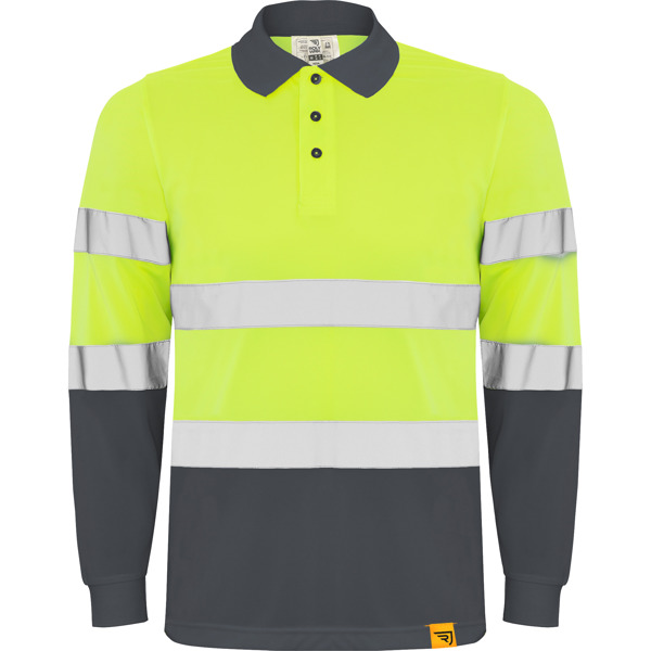 Μακρυμάνικο υψηλής ορατότητας Roly Workwear Polaris L/S 9306 σε μολυβί/κίτρινο φλούο χρώμα