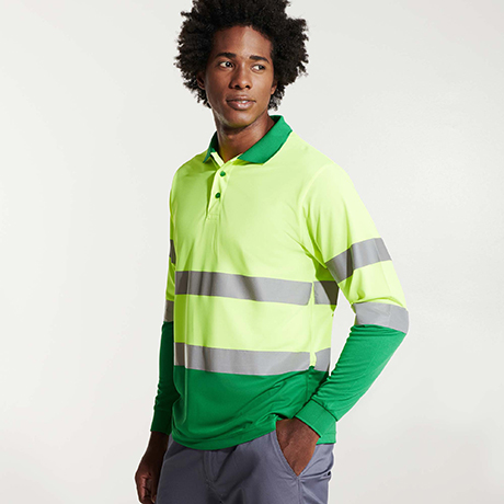 Μακρυμάνικο υψηλής ορατότητας Roly Workwear Polaris L/S 9306 σε πράσινο/κίτρινο φλούο χρώμα
