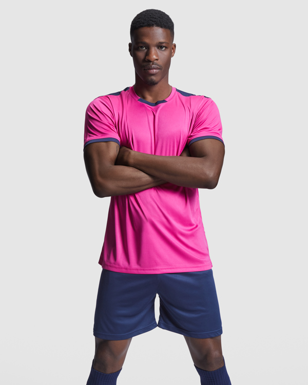Unisex αθλητική εμφάνιση Roly Racing 0452 σε φούξια/μπλε χρώμα, με εκτύπωση λογοτύπου