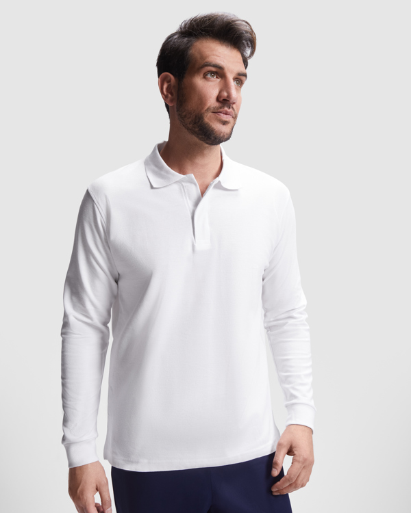 Μακρυμάνικο πόλο εργασίας Roly Workwear Rover L/S 8404 σε λευκό χρώμα