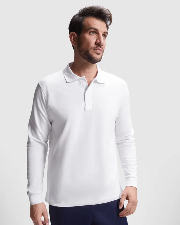 Μακρυμάνικο πόλο εργασίας Roly Workwear Rover L/S 8404 σε λευκό χρώμα