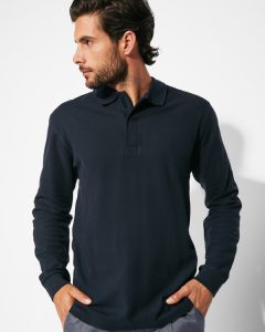 Μακρυμάνικο πόλο εργασίας Roly Workwear Rover L/S 8404 σε μπλε σκούρο χρώμα