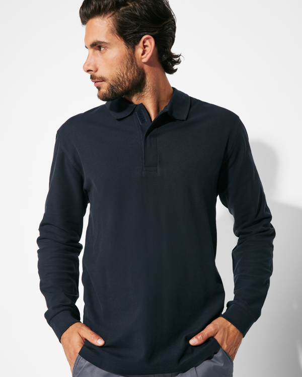 Μακρυμάνικο πόλο εργασίας Roly Workwear Rover L/S 8404 σε μπλε σκούρο χρώμα