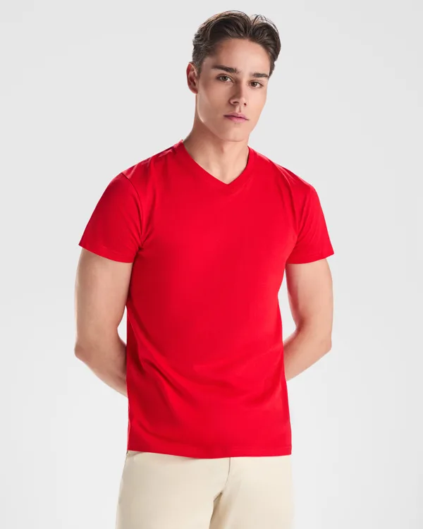 Διαφημιστικό Unisex κοντομάνικο μπλουζάκι Roly Samoyedo σε κόκκινο χρώμα