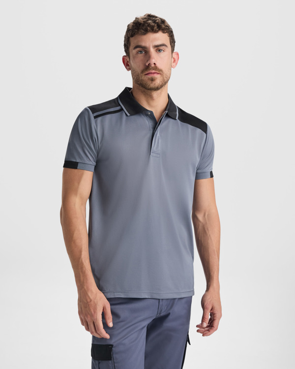 Πόλο εργασίας Roly Workwear Samurai 8410 σε μολυβί/μαύρο χρώμα