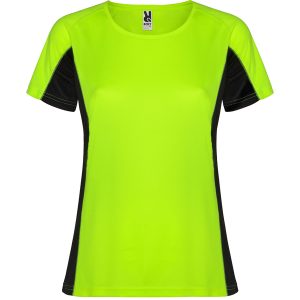 Αθλητικό τεχνικό μπλουζάκι Roly Sport Shanghai Woman 6648 σε πράσινο φλούο/μαύρο χρώμα