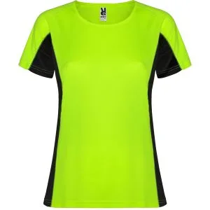 Αθλητικό τεχνικό μπλουζάκι Roly Sport Shanghai Woman 6648 σε πράσινο φλούο/μαύρο χρώμα