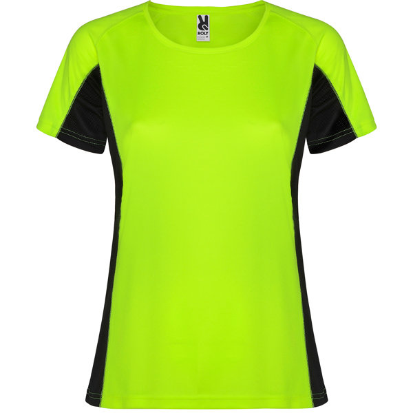 Αθλητικό τεχνικό μπλουζάκι Roly Sport Shanghai Woman 6648 σε πράσινο φλούο/μαύρο χρώμα