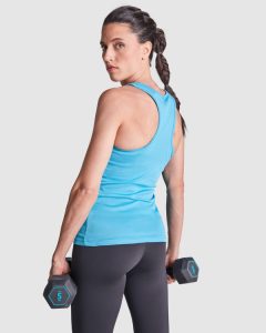 Αθλητικό αθλητικό τοπ Roly Sport Shura 0349 σε τιρκουάζ χρώμα, με εκτύπωση λογοτύπου