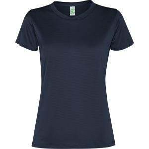 Αθλητικό τεχνικό μπλουζάκι Roly Sport Slam Woman 0305 σε μπλε σκούρο χρώμα, με εκτύπωση λογοτύπου