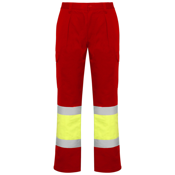 Παντελόνι υψηλής ορατότητας Roly Workwear Soan 9301 σε κόκκινο/κίτρινο φλούο χρώμα