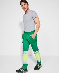 Παντελόνι υψηλής ορατότητας Roly Workwear Soan 9301 σε πράσινο/κίτρινο φλούο χρώμα