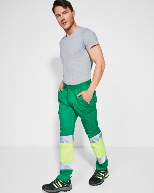 Παντελόνι υψηλής ορατότητας Roly Workwear Soan 9301 σε πράσινο/κίτρινο φλούο χρώμα