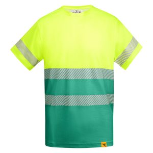Μπλουζάκι υψηλής ορατότητας Roly Workwear Tauri 9317 σε πράσινο/κίτρινο φλούο χρώμα