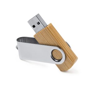 Διαφημιστικό USB μνήμη ULDON 4190 σε μπαμπού χρώμα, με εκτύπωση λογοτύπου