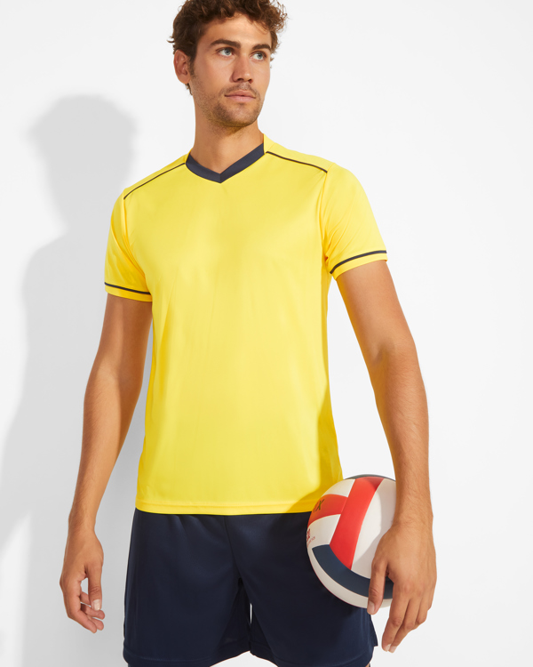 Unisex αθλητική εμφάνιση Roly United 0457 σε κίτρινο/μπλε χρώμα, με εκτύπωση λογοτύπου