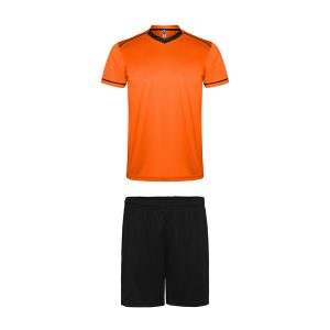 Unisex αθλητική εμφάνιση Roly United 0457 σε πορτοκαλί/μαύρο χρώμα, με εκτύπωση λογοτύπου