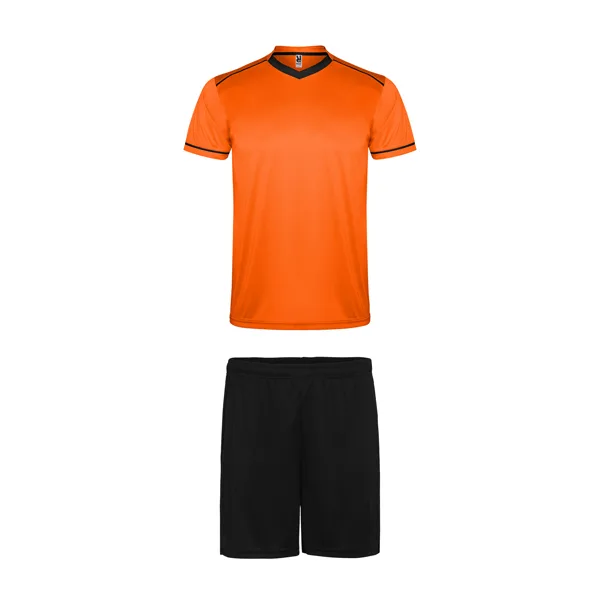 Unisex αθλητική εμφάνιση Roly United 0457 σε πορτοκαλί/μαύρο χρώμα, με εκτύπωση λογοτύπου