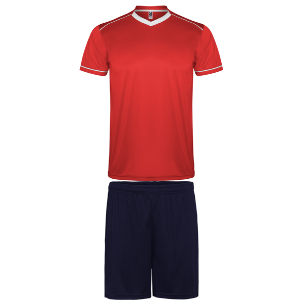 Unisex αθλητική εμφάνιση Roly United 0457 σε κόκκινο/μπλε χρώμα, με εκτύπωση λογοτύπου