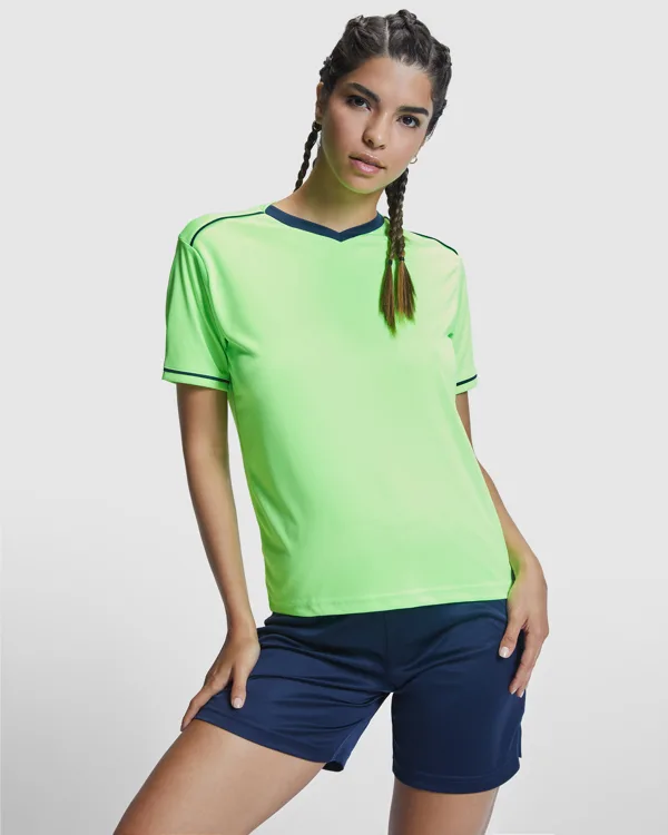Unisex αθλητική εμφάνιση Roly United 0457 σε πράσινο φλούο/μπλε χρώμα, με εκτύπωση λογοτύπου