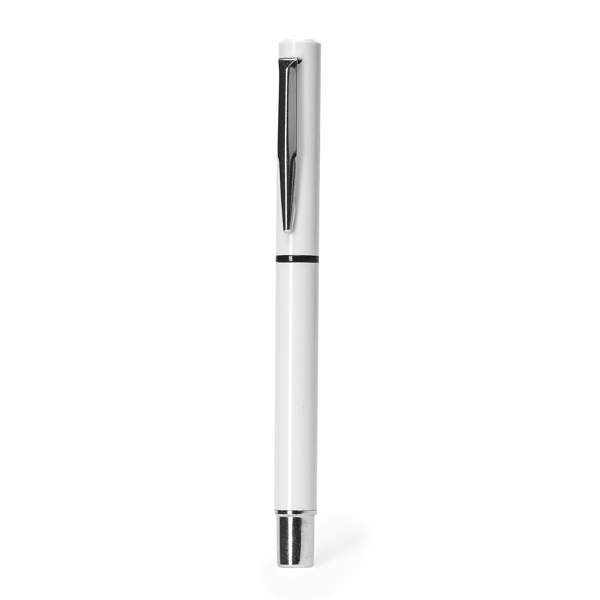 Διαφημιστικό στυλό rollerball YAMA 8021 σε λευκό χρώμα, με εκτύπωση λογοτύπου
